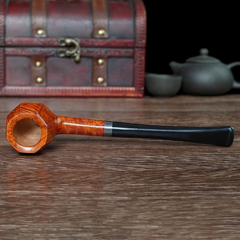 MUXIANG Octa Straight Wood Tobacco Pipe Men's Classical Smoking Pipe