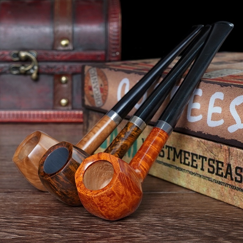 MUXIANG Octa Straight Wood Tobacco Pipe Men's Classical Smoking Pipe