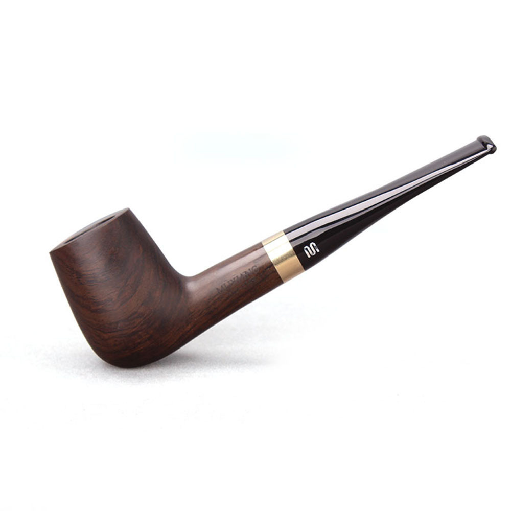 MUXIANG Ebony Wood Tobacco Pipe Straight Acrylic Stem Smoking Pipe With 9mm Carbon Filters