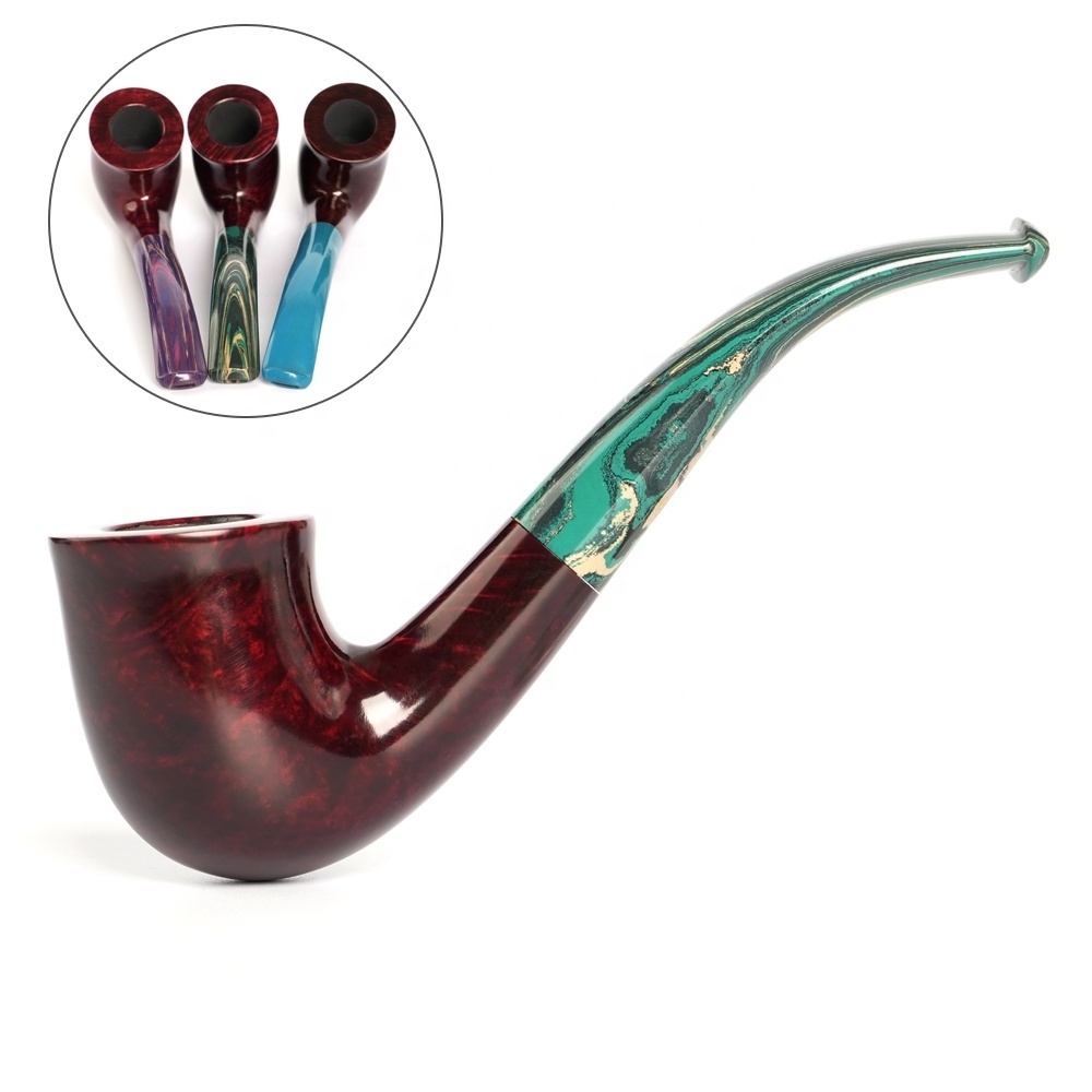 MUXIANG Colorful Smoking Mouthpiece Handmade Wood Tobacco Smoking Pipes With Cumberland Stem