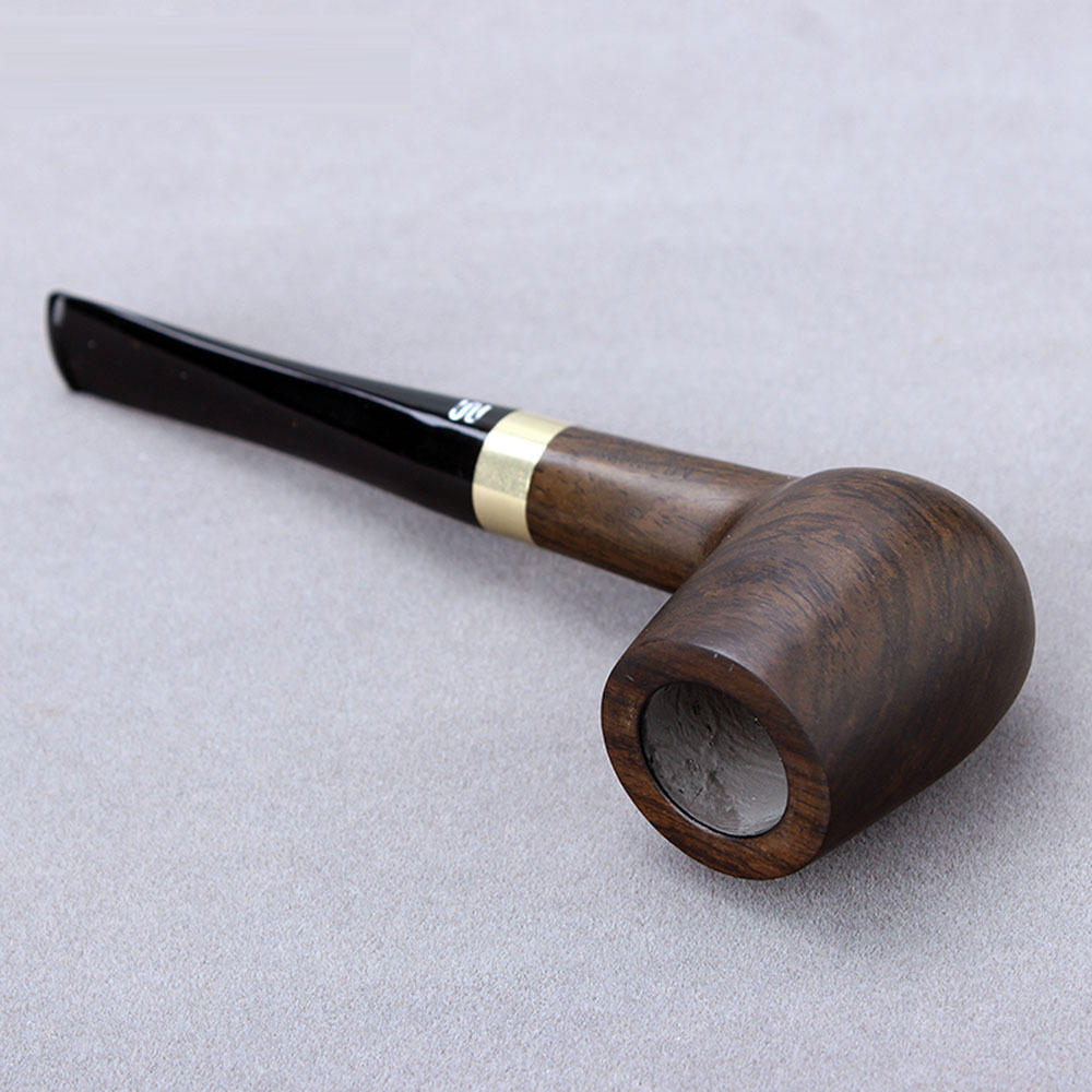 MUXIANG Ebony Wood Tobacco Pipe Straight Acrylic Stem Smoking Pipe With 9mm Carbon Filters