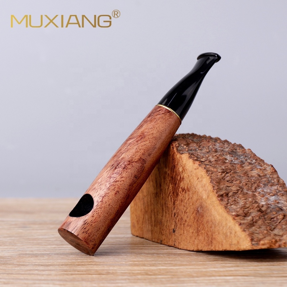 Handmade Rosewood Ebony Wooden Tobacco Pipe Straight Cigar Smoking Pipe With Filter