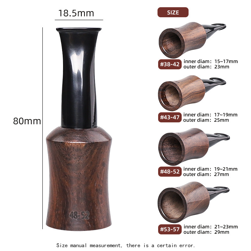 Multiple size portable ebony wooden cigar mouthpiece washable reusable cigar holder