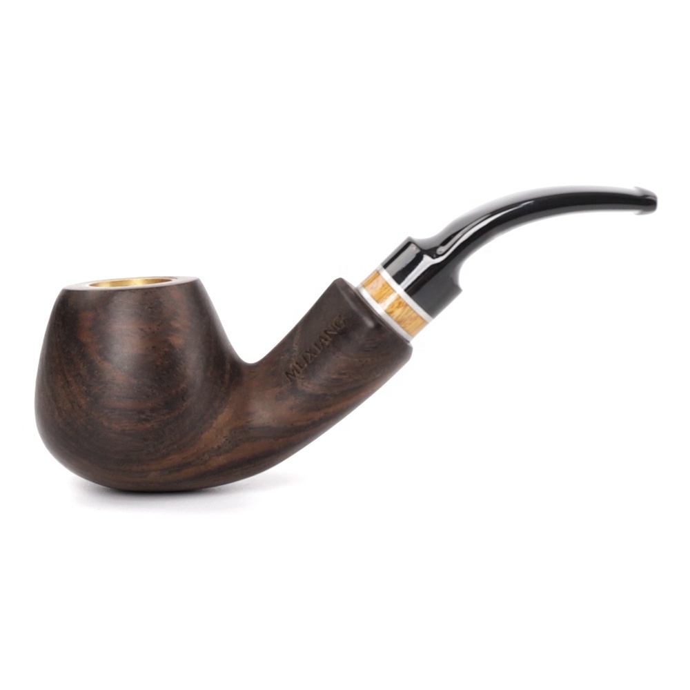 MUXIANG Three In One Usage Ebony Wooden Smoking Pipe with Copper bowl for tobacco and Cigarette