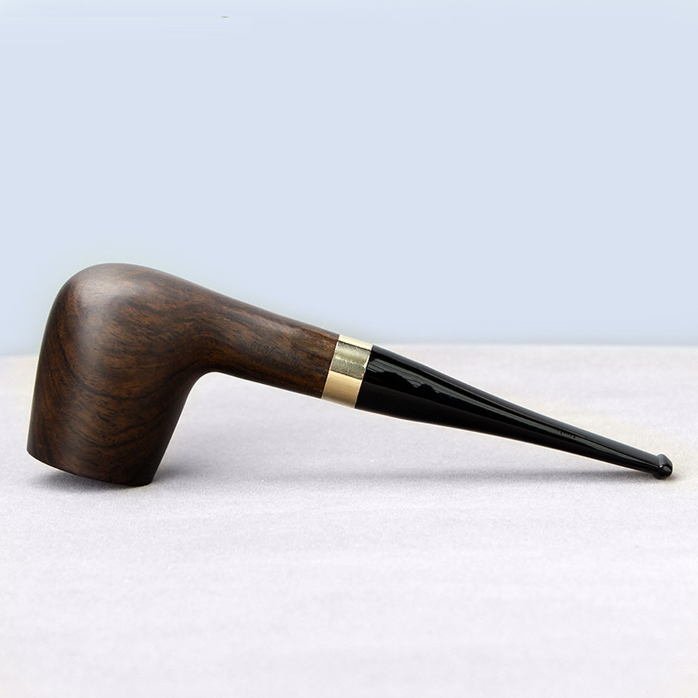 MUXIANG Ebony Wood Tobacco Pipe Straight Acrylic Stem Smoking Pipe With 9mm Carbon Filters