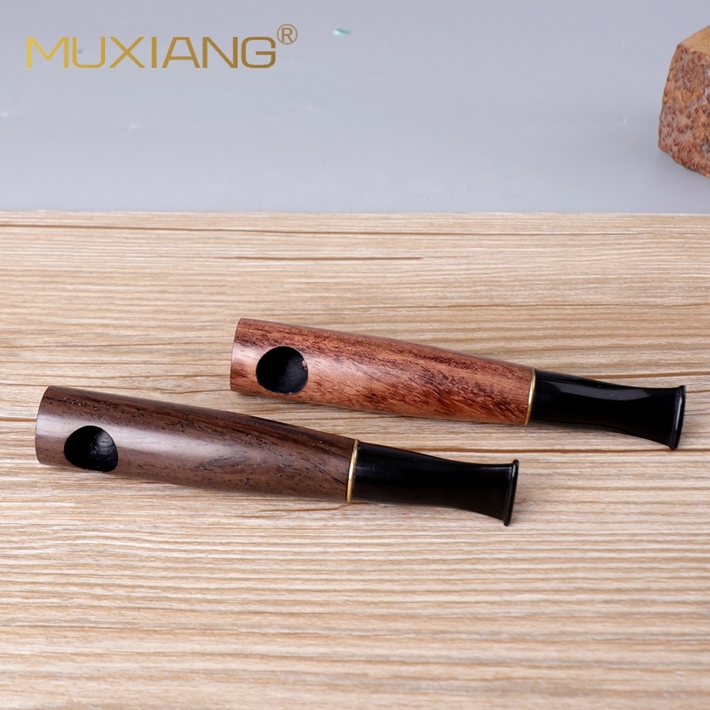 Handmade Rosewood Ebony Wooden Tobacco Pipe Straight Cigar Smoking Pipe With Filter