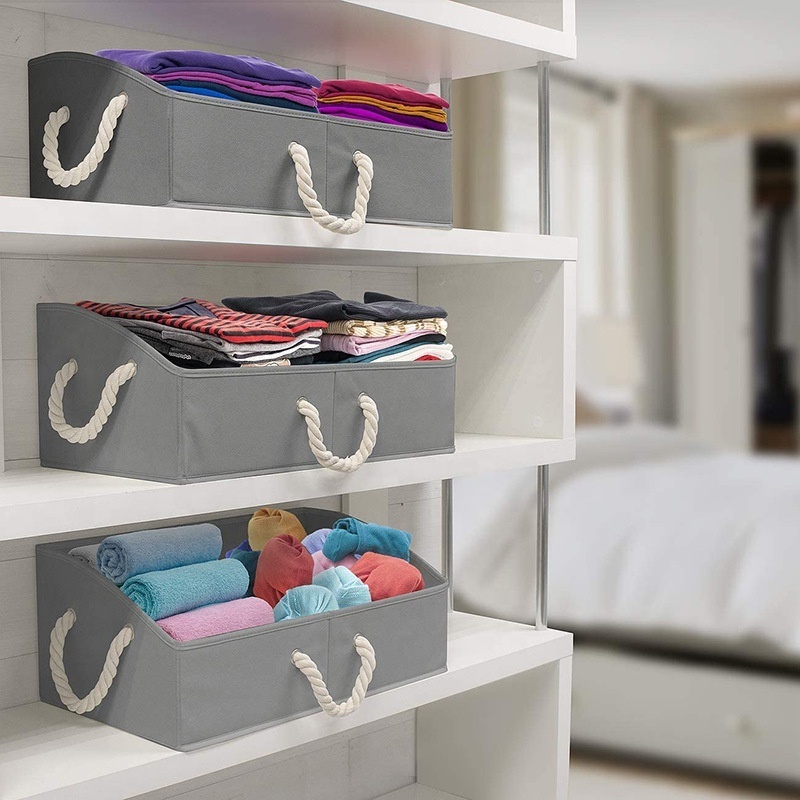 Non-woven wardrobe organizer for home bedroom Large closet towels toys cube basket Collapsible clothing storage box with handles