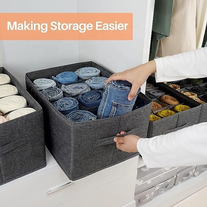 12 Gird wardrobe Organizer clothing container Folding drawer Underwear Socks Bins Collapsible Underbed Jeans Pants Storage Boxes