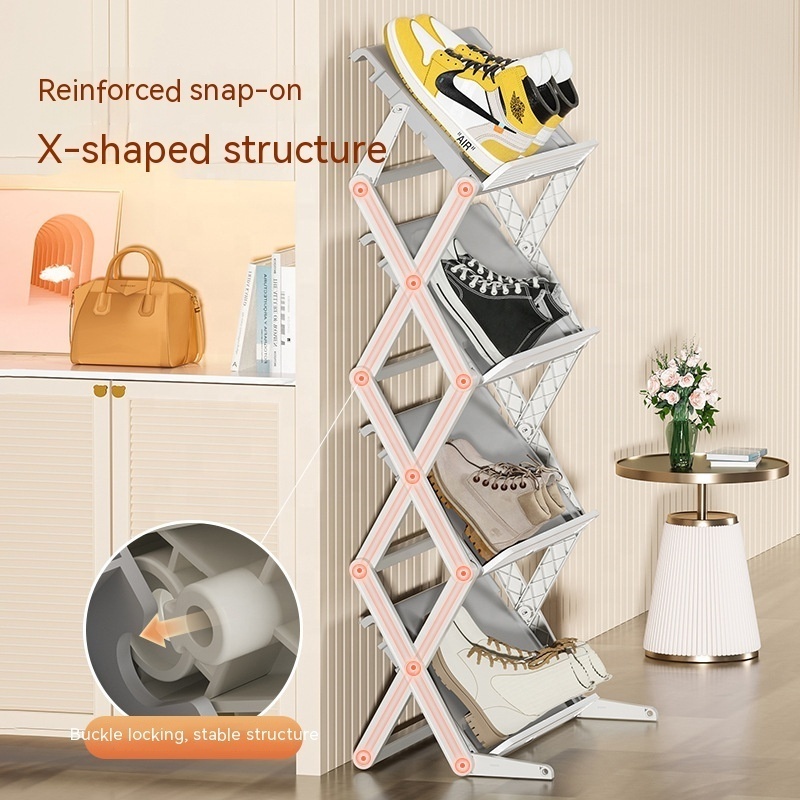 Multi-layers storage shoe box Furniture Holder Retractable Clothes Sneakers Shelf Stand Folding X-shape Shoes Storage Racks