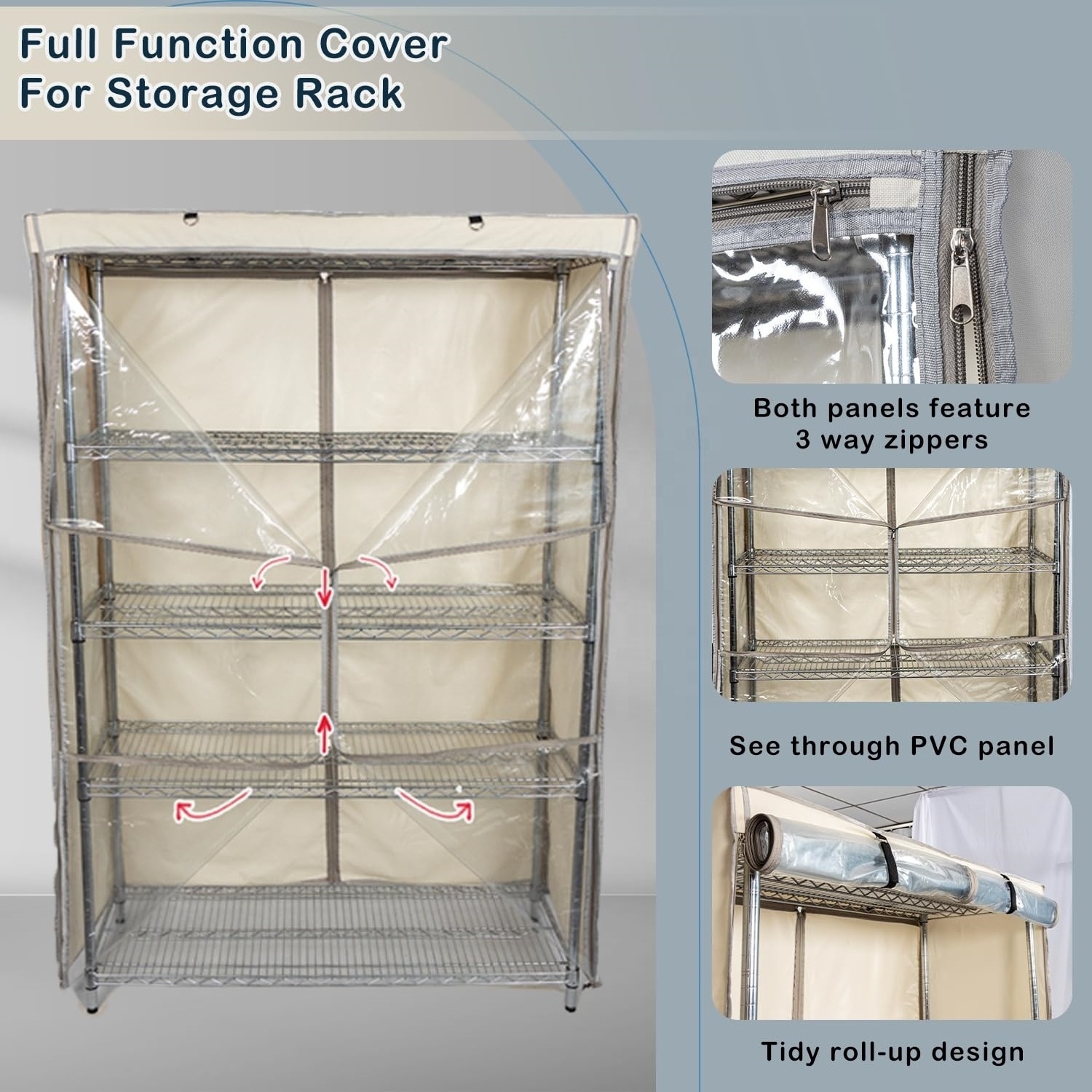 YA SHINE One Side See Through Panel Wire Rack Shelving Dust Protective Storage Shelf Cover wire rack cover