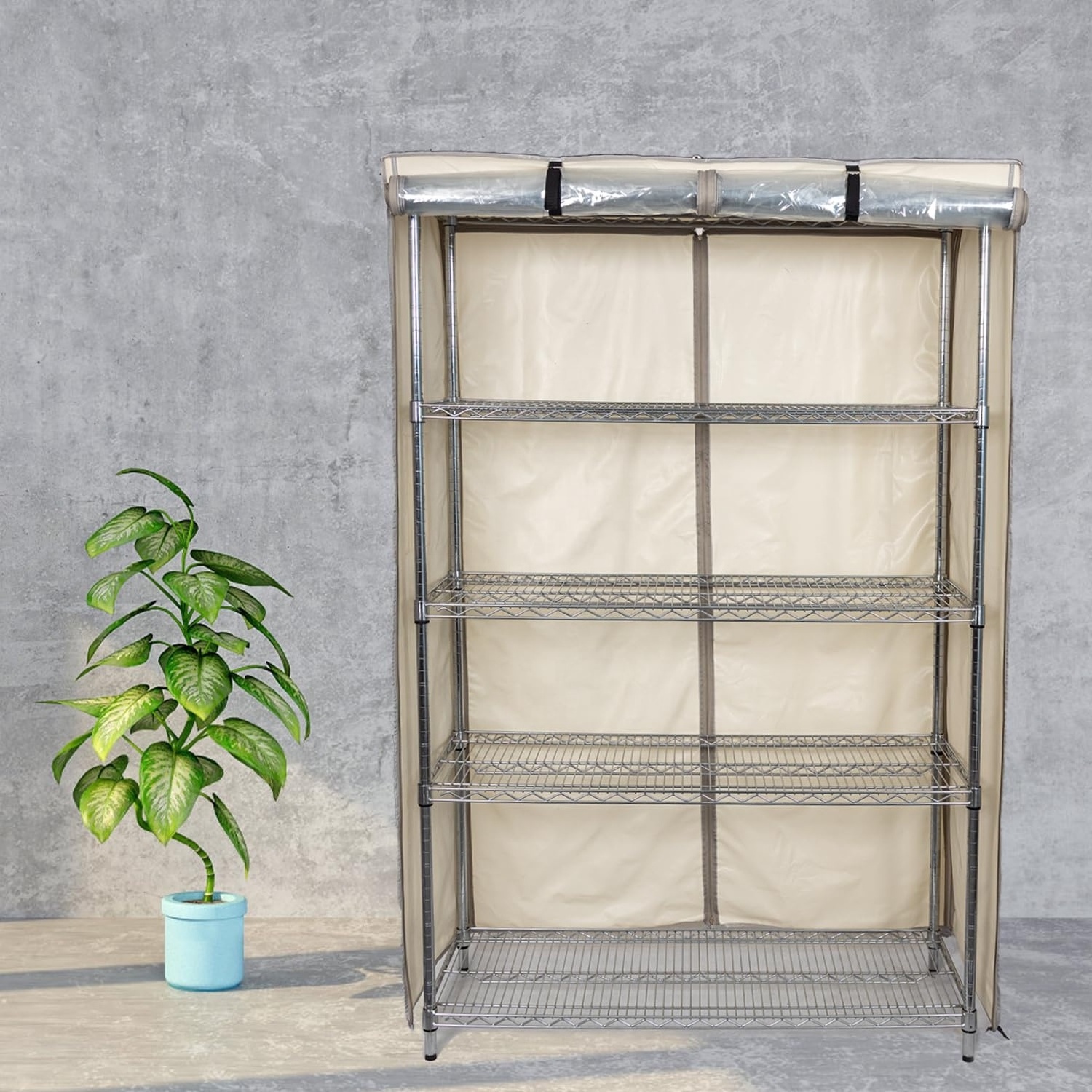 YA SHINE One Side See Through Panel Wire Rack Shelving Dust Protective Storage Shelf Cover wire rack cover