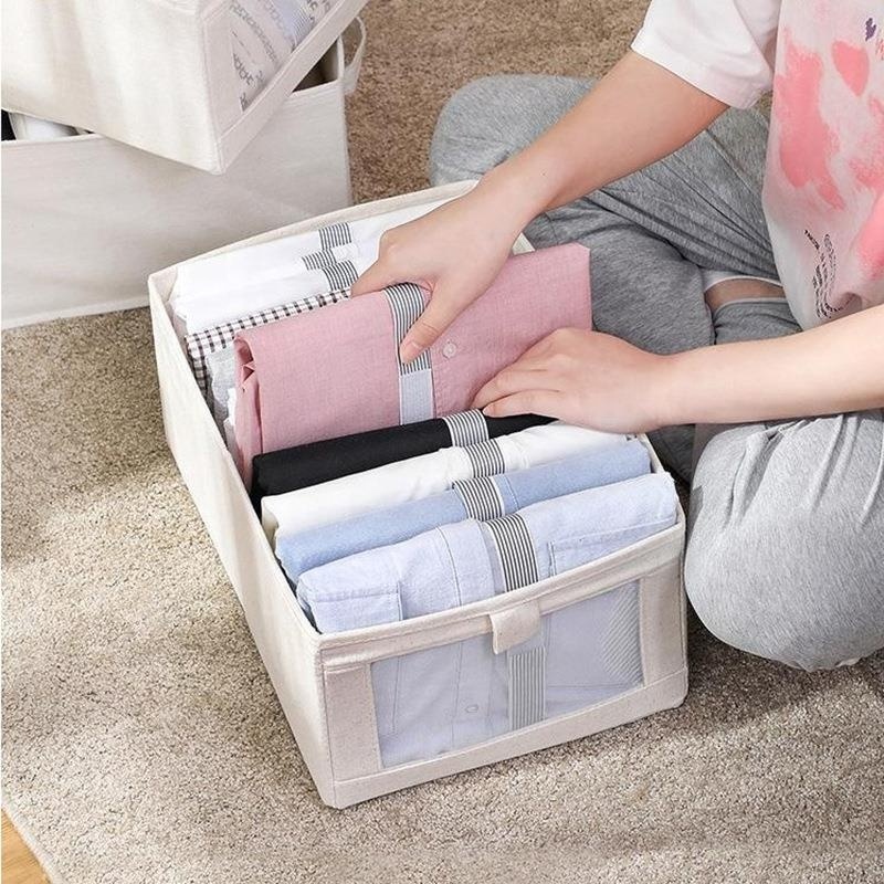 Wardrobe closet sundries organizer for home bedroom Large pants towel toys underwear basket Collapsible clothes storage boxes