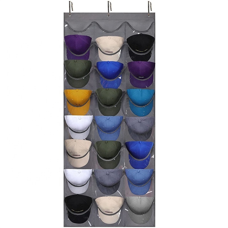 24Gird caps Closet organizer behind the door organiser Over The Door display hat holders shelf Hanging baseball cap storage bags