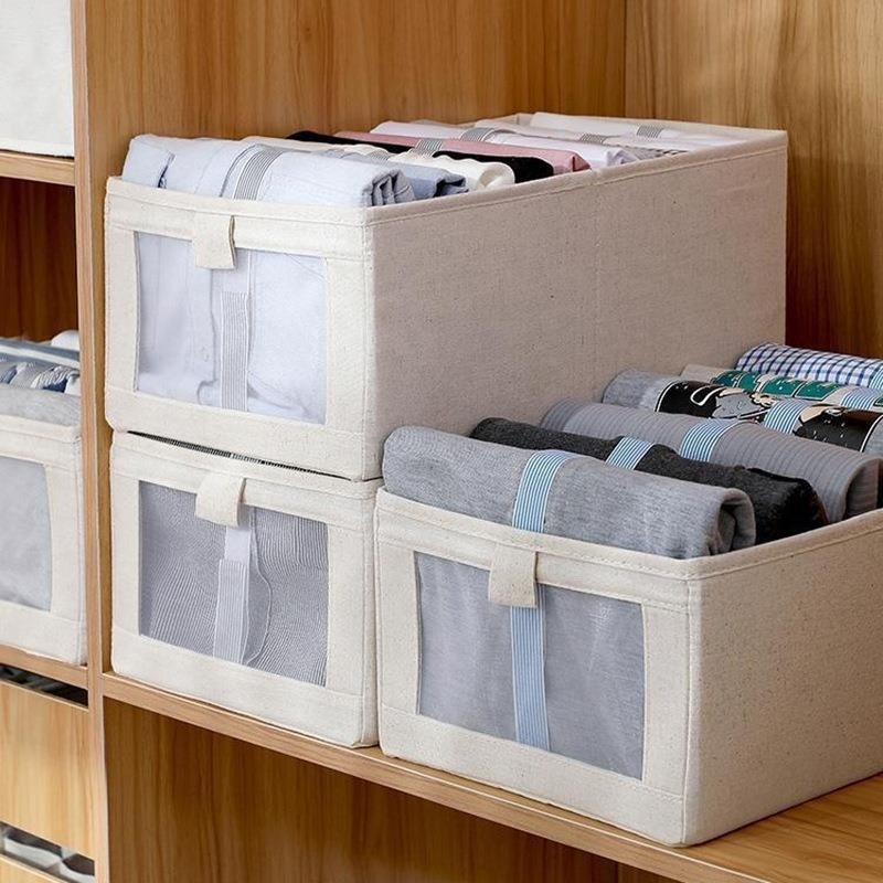 Wardrobe closet sundries organizer for home bedroom Large pants towel toys underwear basket Collapsible clothes storage boxes