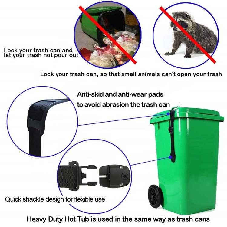 Bin Strap Garbage Lock Trash Can Lid Strap Garbage Can Security System One Piece