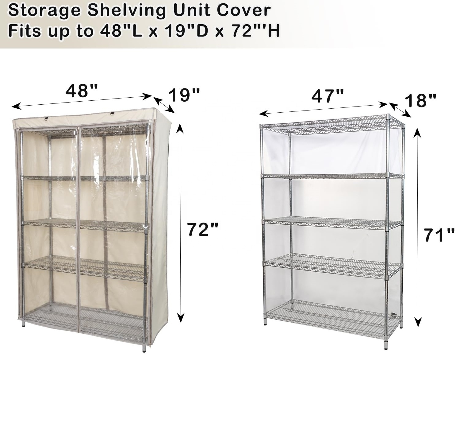 YA SHINE One Side See Through Panel Wire Rack Shelving Dust Protective Storage Shelf Cover wire rack cover