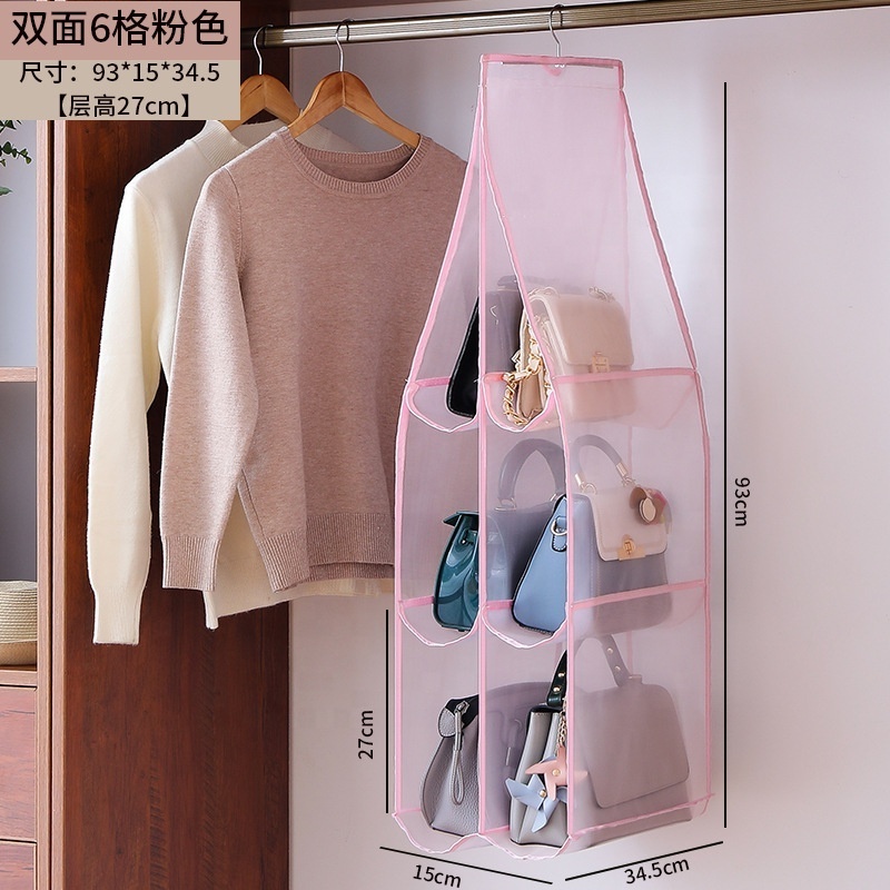 Multi Layer Wardrobe Closet Organizer For Bedroom Dustproof Hanging Handbag Organizer Transparent Bag Storage Bag