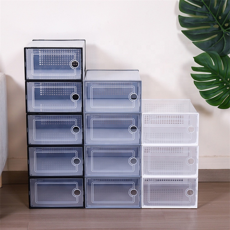 Wardrobe Shoe Organizer Home Closet Organiser Stackable Sneakers High Heels Box Bins Collapsible Transparent Shoes Storage Boxes