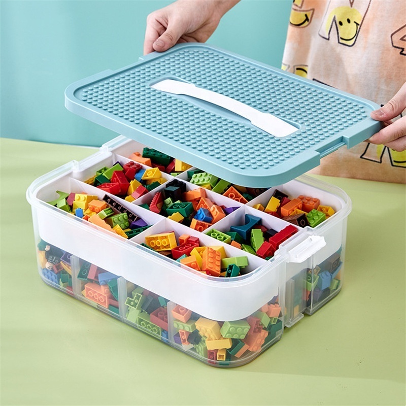 Large toy parts organizer home organiser Foldable lego building blocks boxes with handle Stackable kids toys storage containers