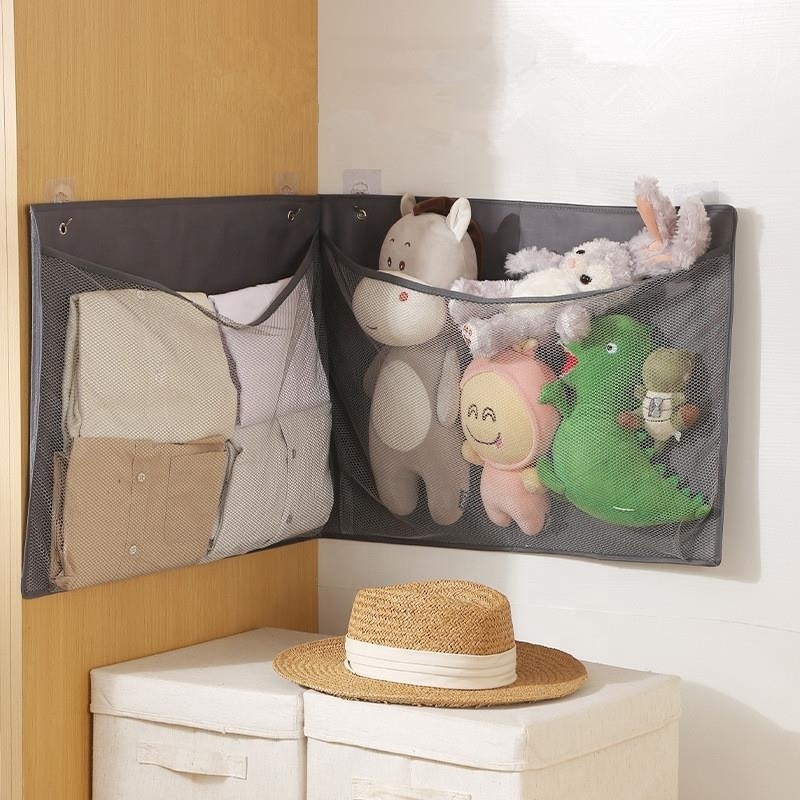 Space Saving Wardrobe Closet Organizer For Home High Capacity Towel Toys Small Pocket Collapsible Wall Hanging Mesh Storage Bags