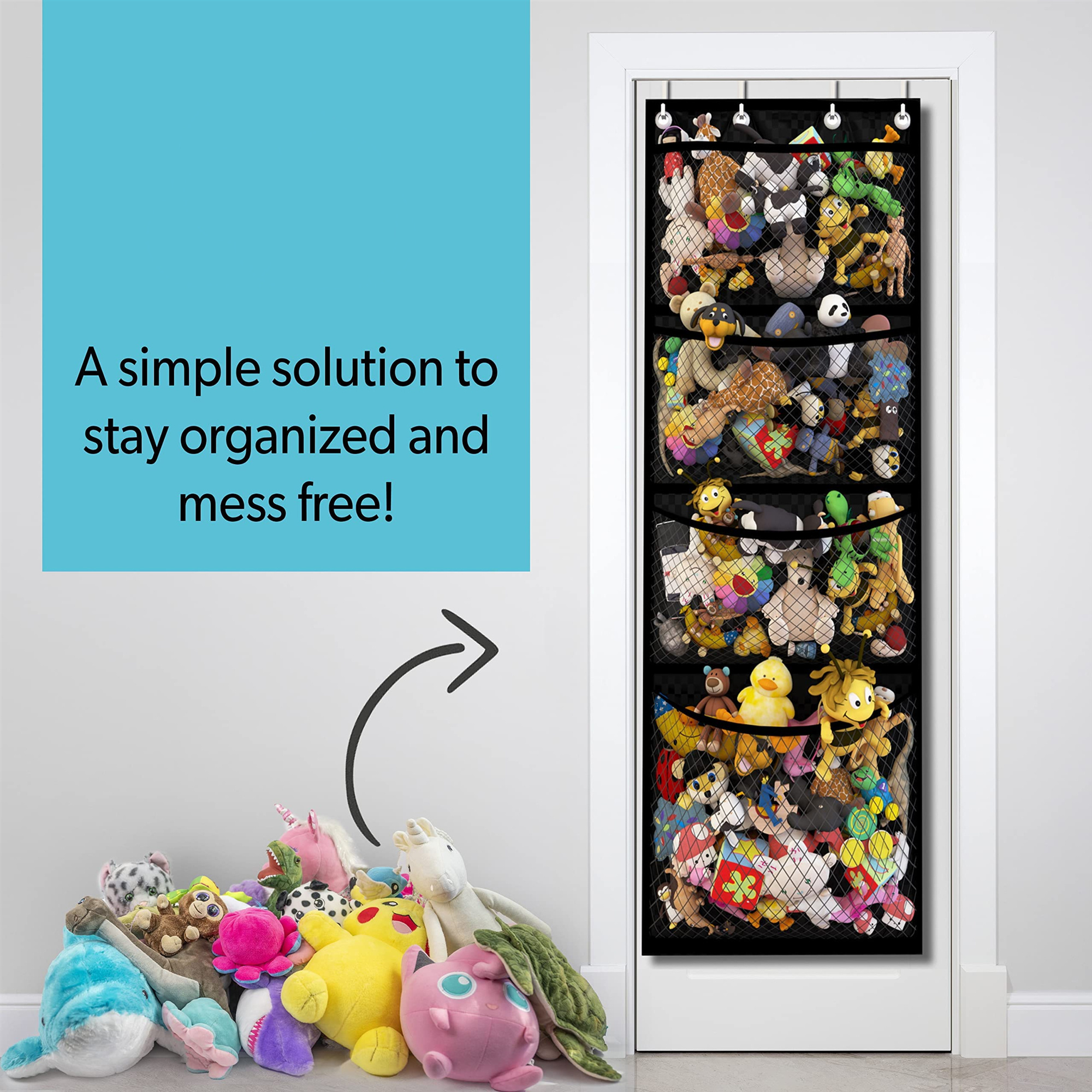 YA SHINE Durable Toy Plush Storage bedroom Stuffed toys over the door organizer