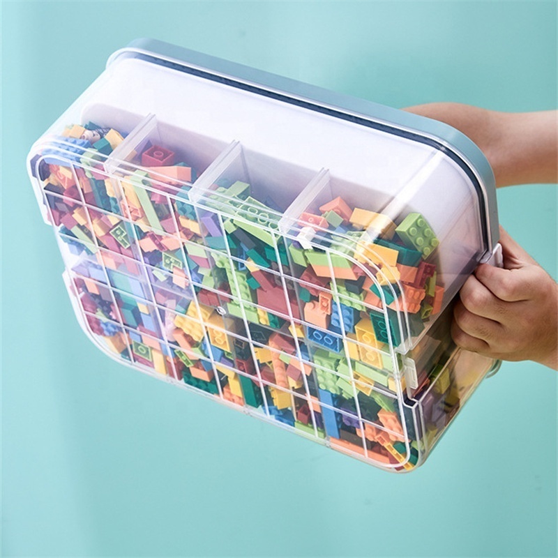 Large toy parts organizer home organiser Foldable lego building blocks boxes with handle Stackable kids toys storage containers