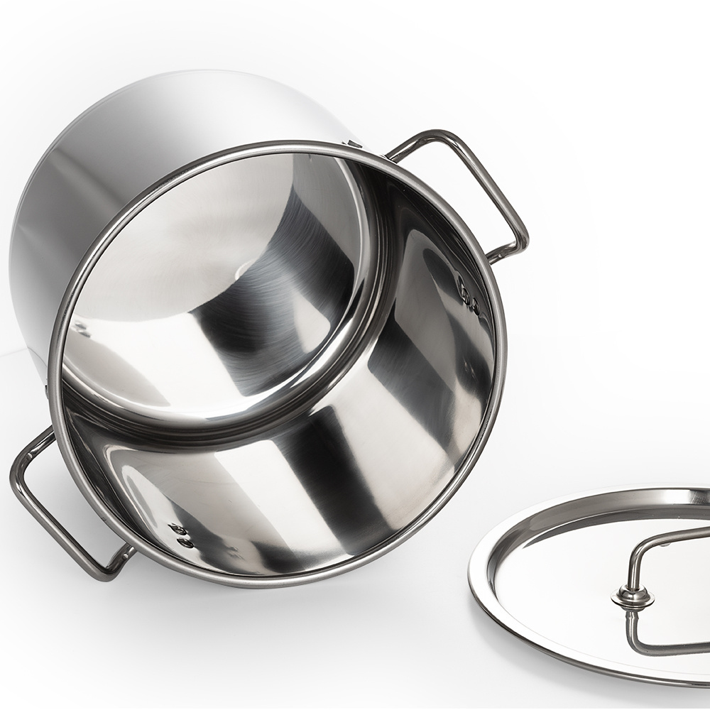 High Body 30 - 98 Liter Commercial Cooking Pot Big Size Soup And Stock Casseorle Stainless Steel Pot