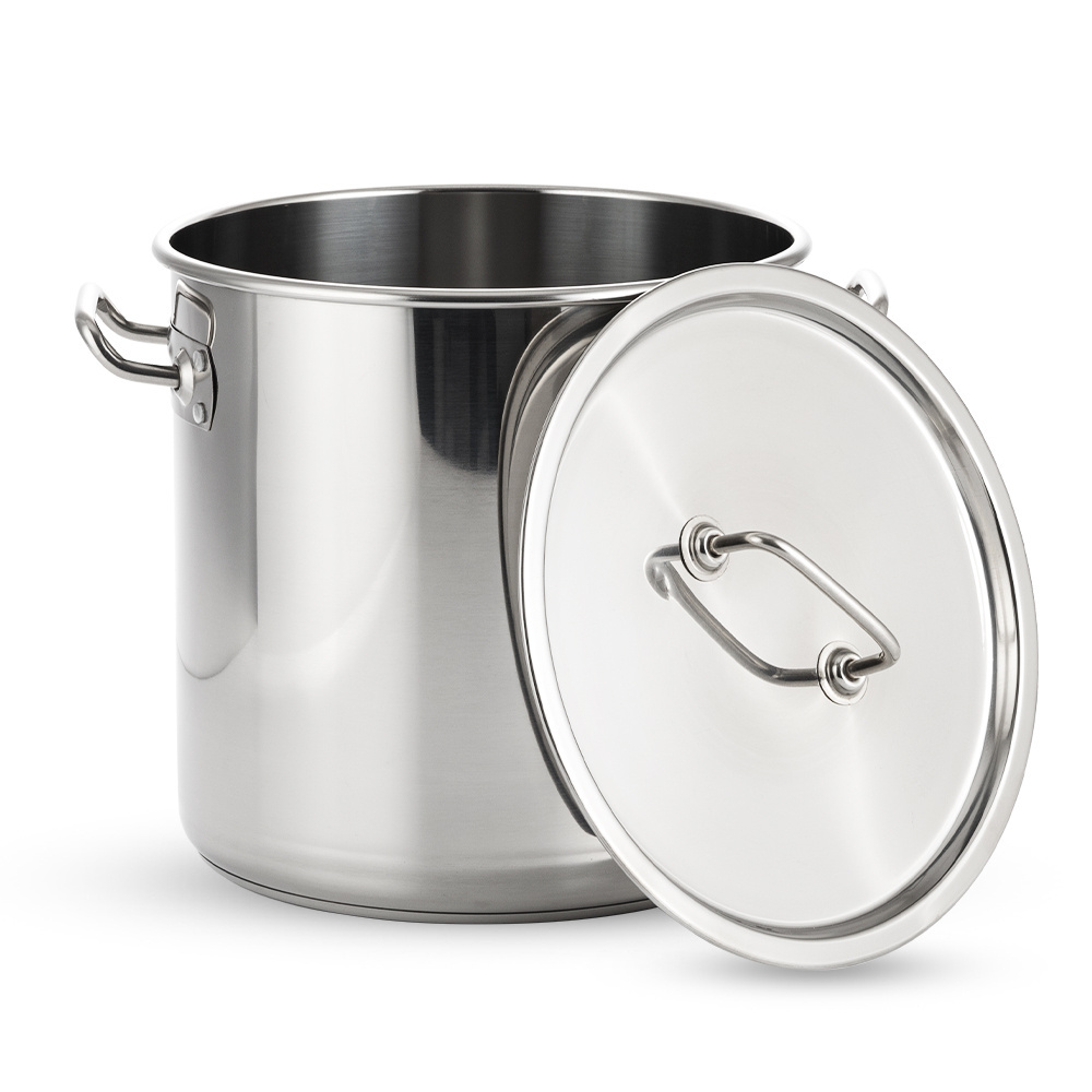 High Body 30 - 98 Liter Commercial Cooking Pot Big Size Soup And Stock Casseorle Stainless Steel Pot