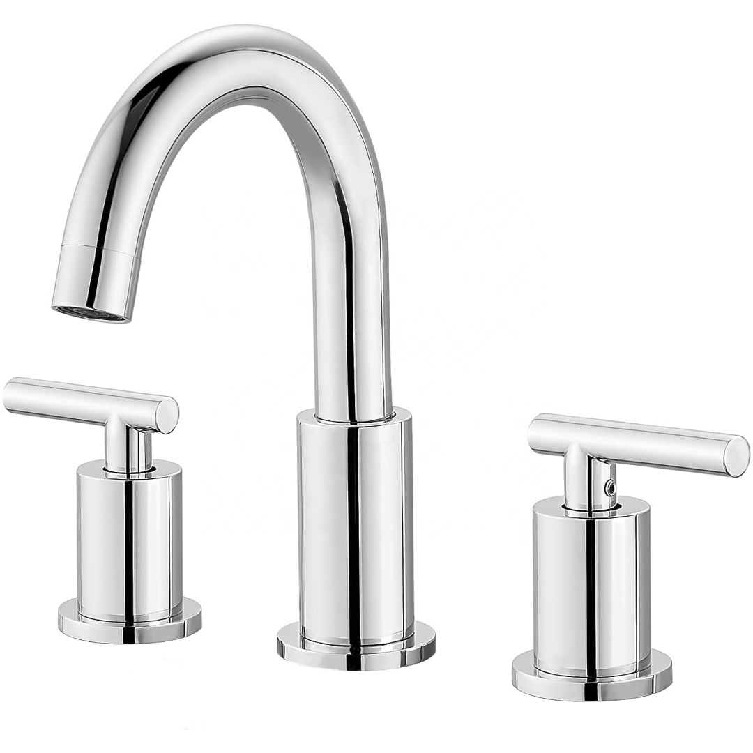 Bathroom Sink Faucet 3 Hole Mixer Tap SUS304 Brushed Gold 8 Inch Wash Basin Faucet Luxury Water Taps Modern Sink Taps