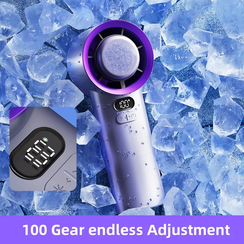 2024 Summer new handy fan 13000RPM high speed motor handheld fan with super strong winds cooling cold function