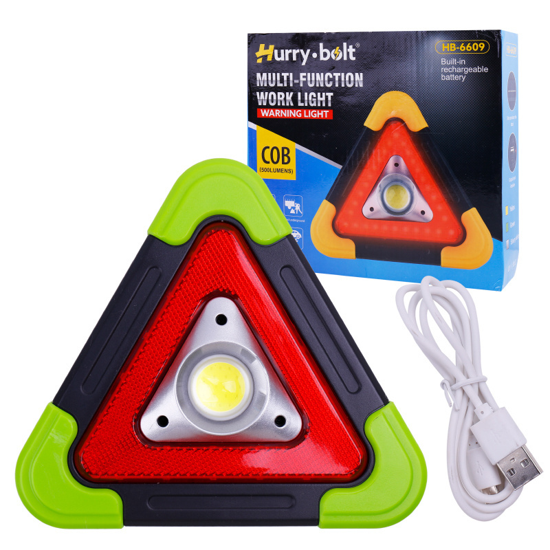 Portable Outdoor triangle warning light rechargeable USB Highlight strobe red low beam work light