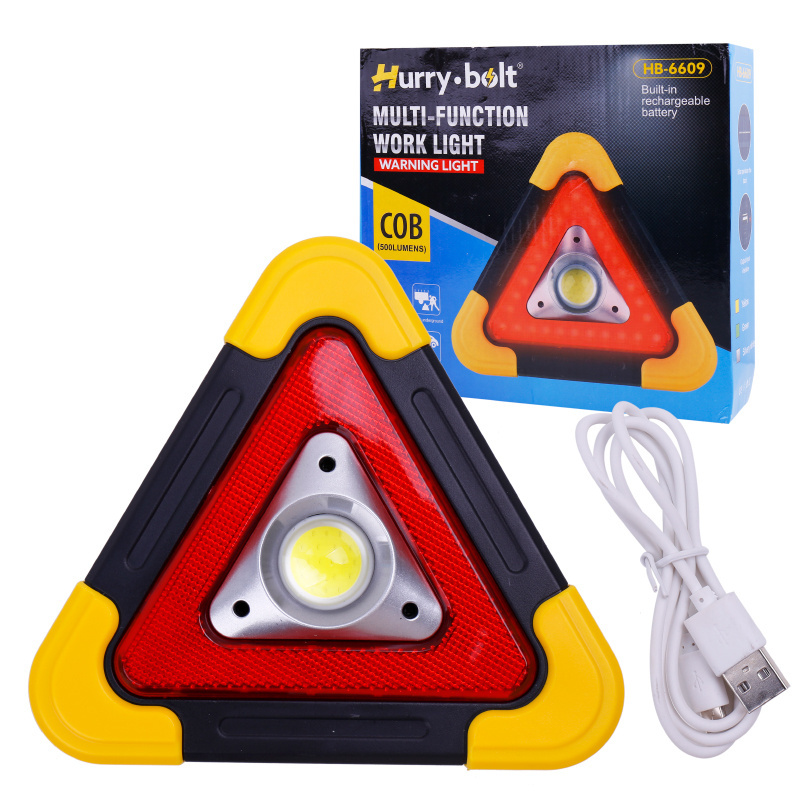 Portable Outdoor triangle warning light rechargeable USB Highlight strobe red low beam work light