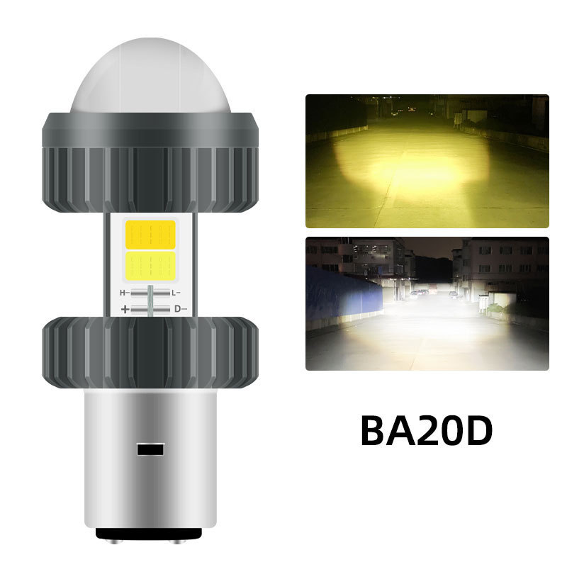 12-80v motorcycles headlight H4 LED bulb high brightness motor led lights for motorcycle ba20d motor light White+Yellow