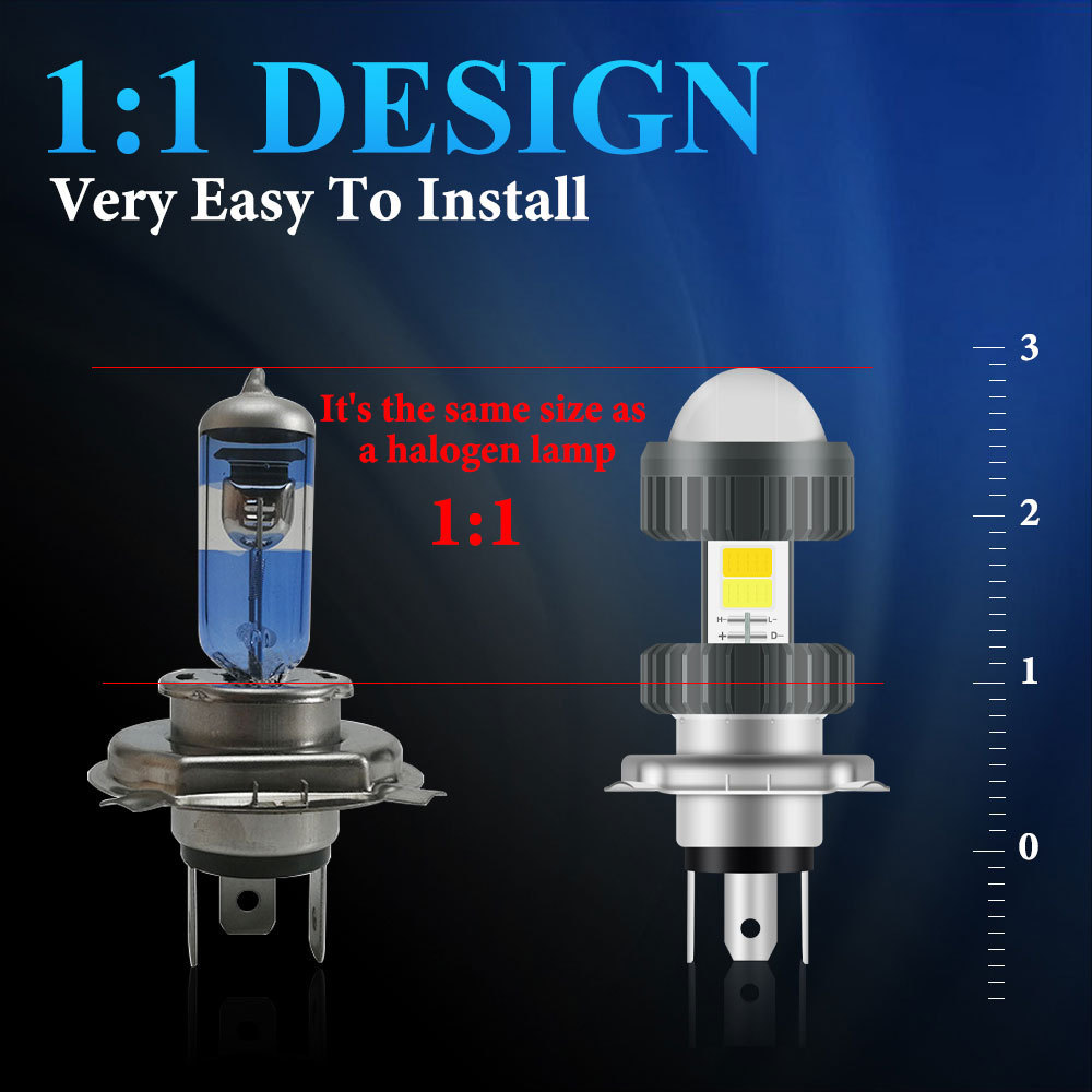 12-80v motorcycles headlight H4 LED bulb high brightness motor led lights for motorcycle ba20d motor light White+Yellow