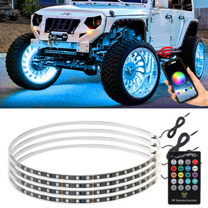 RGB Tire Hub ambient Lighting Strip Wheel Lights For Truck Offroad Vehicle SUV Car Mounted Quad Row Wheel Rim Light Kit