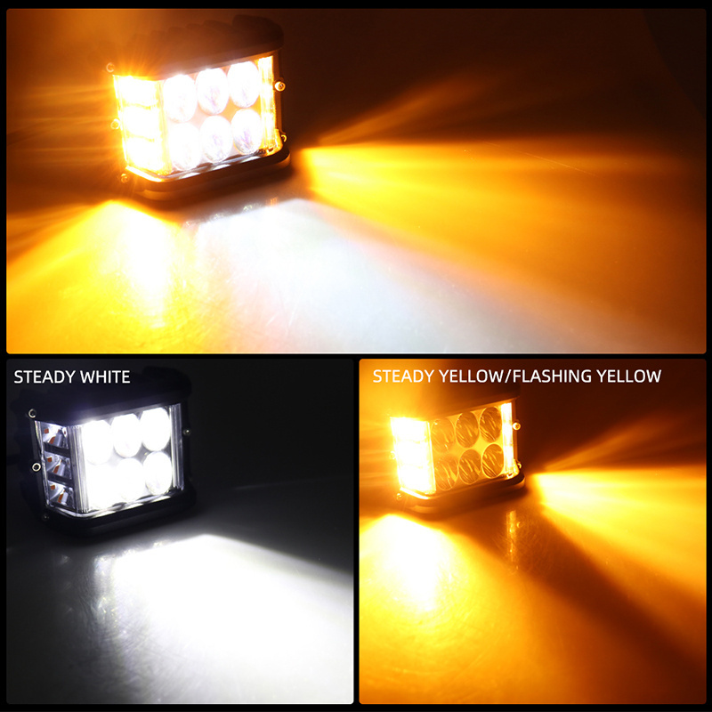 Mini 3 inch led work light Amber Car Strobe Light For Truck Tractor ATV SUV Wrangler Off road Jeep 12v 24v working light