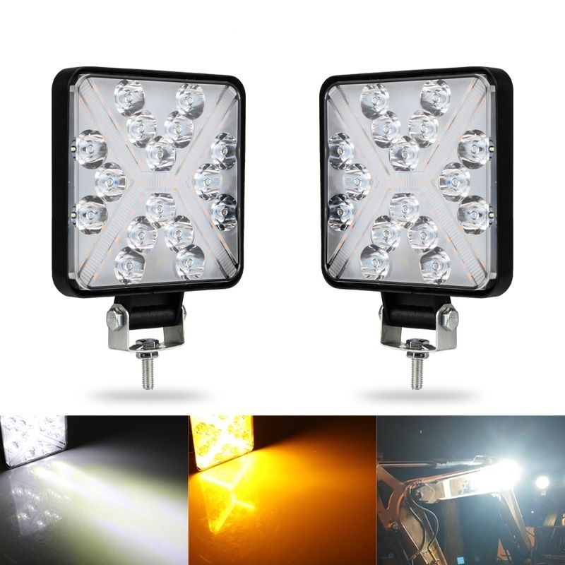 48W 4 Inch 16LED Led Work Light Dual Color Strobe Truck Head Spot lightFor Truck ATV UTV 12V 24V Offroad 4x4 Led