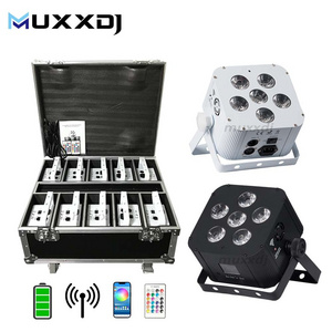 Muxxdj Wireless DMX Controlled 6x18w Uplight LED Battery Powered Par light Wedding Uplights for Party Lighting Stage light