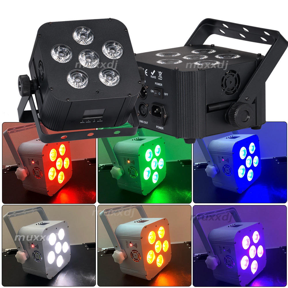 Muxxdj Wireless DMX Controlled 6x18w Uplight LED Battery Powered Par light Wedding Uplights for Party Lighting Stage light