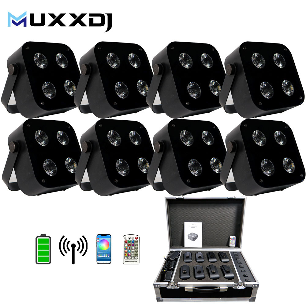 Muxxdj Wireless DMX Up lights 4x12w LED Battery Powered Uplight For Wedding Party club Lighting Stage light