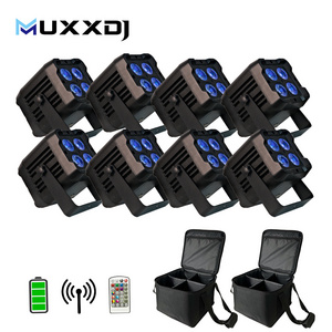 Muxxdj Super Bright 4x18w RGBWA+UV 6in1 Stage Uplights Battery Wireless Dj Lights DMX Led Par Light For Wedding Club Disco