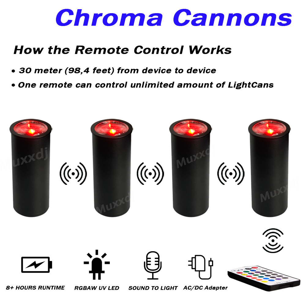 1x15W RGBAW UV Chroma Cannons LED Effect Light Battery Powered Uplight Wireless Remote Control Dj Light For Wedding Party