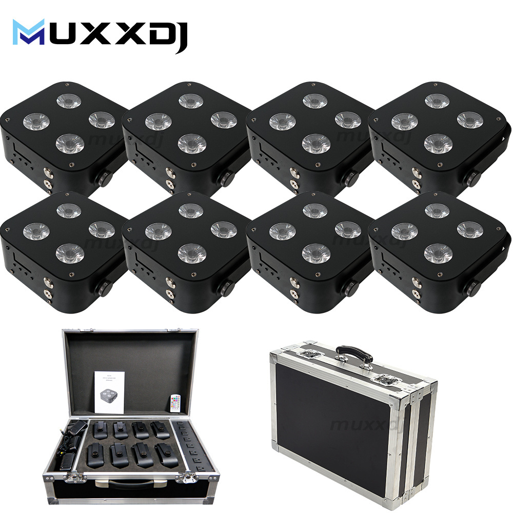 8pcs IR4 Uplights 4X12w RGBWA UV Battery Operated Up Lighting Wireless DMX LED Spotlight DJ Uplight Wedding Night Club Up light