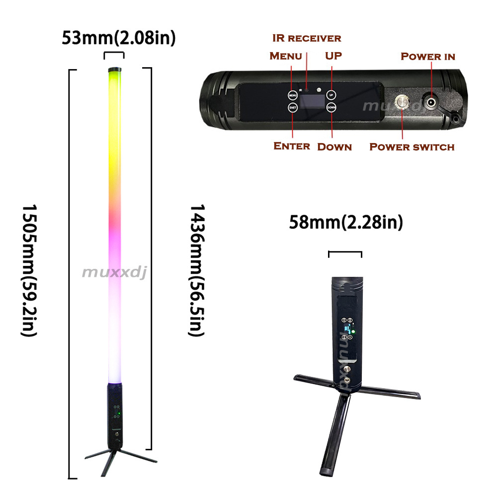 Stage Event Party DJ Lights RGBWA Battery Wireless DMX LED Both Titan Sticks 360 Pixel Titan Tube Light for Wedding with Bag