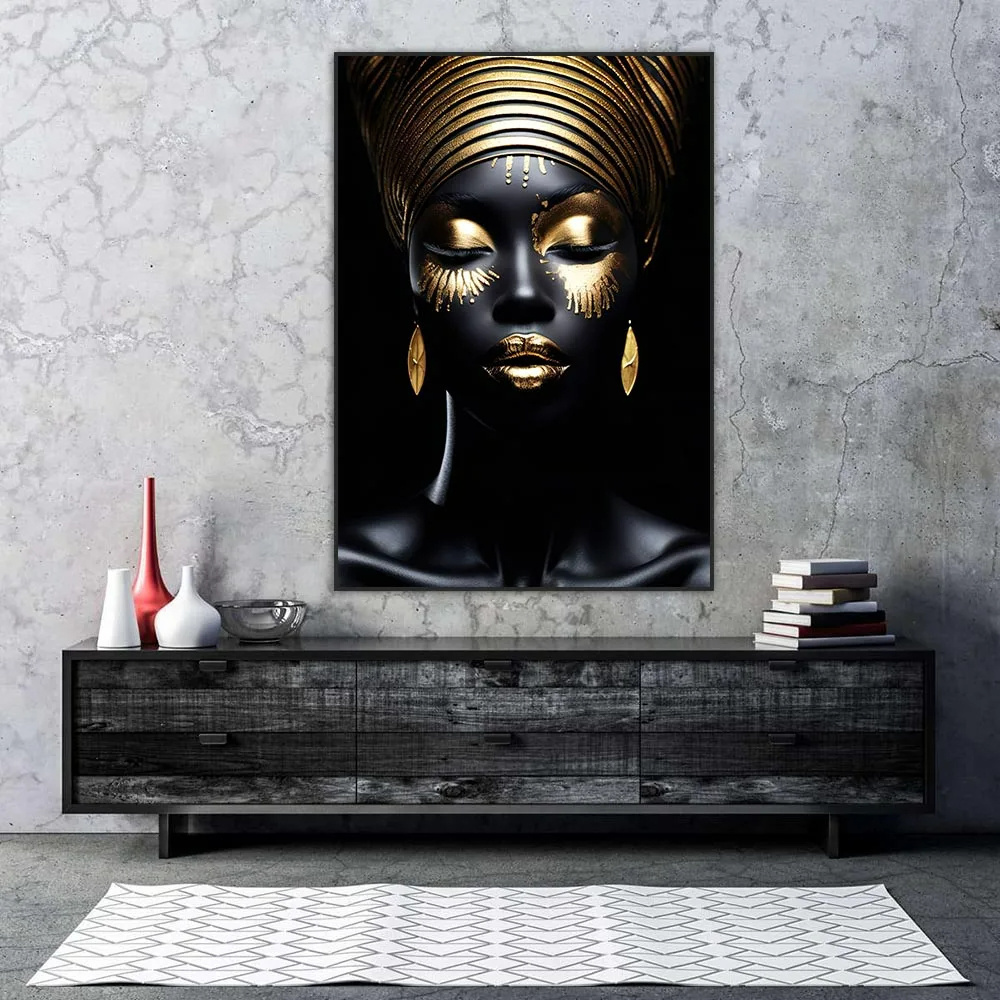 Modern Home Decor HD Print African Women Black Girl With Golden Earring Poster Wall Art Portrait Painting Cuadros