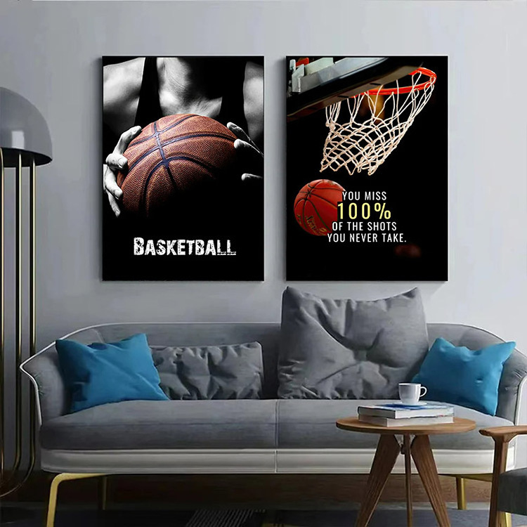 Basketball Player Wall Art Poster Inspirational Quotes Mural Modern Home Decor Canvas Painting Pictures Prints Room Decorations