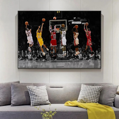 Modern Wall Decor Aluminum Alloy Framed Basketball Celebrity Canvas Wall Art HD Print Artwork Mural Hanging Pictures Painting