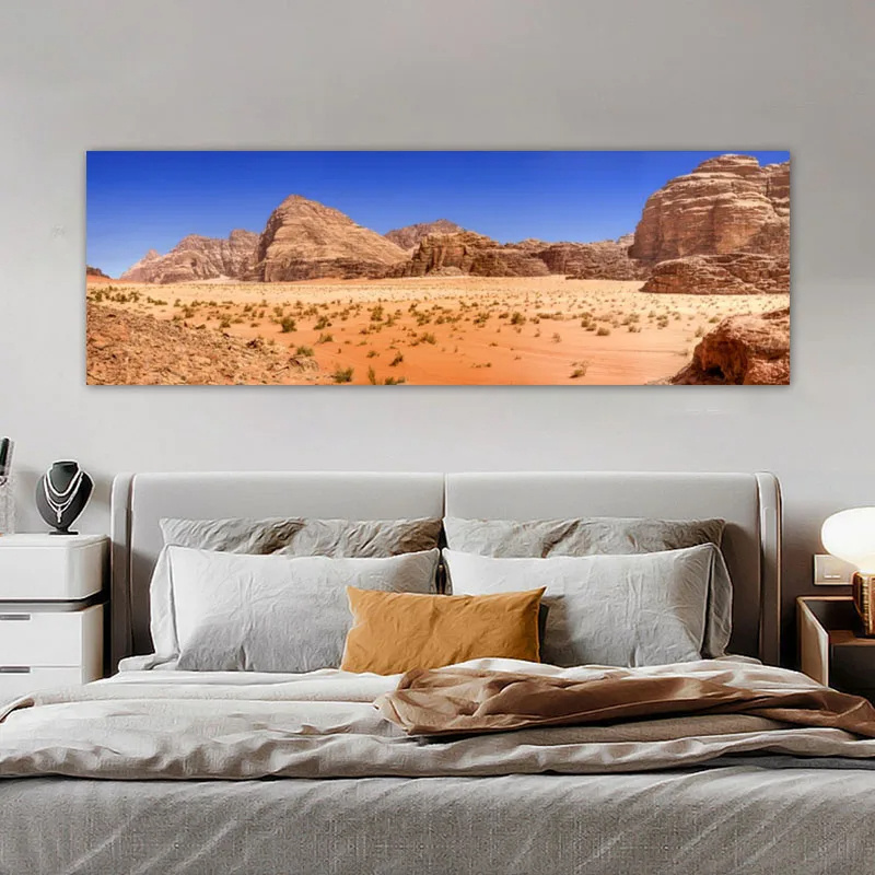 Landscape Panorama Oasis Sandy Desert Art Painting Sunset Sand Posters and Prints Wall Art Pictures for Home Decor