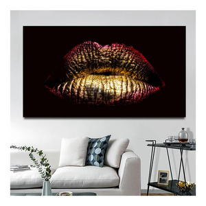 Home Decor Golden Lips Black Gold Art Sexy Lip Posters and Prints Wall Art Pictures Cuadros Canvas Oil Painting