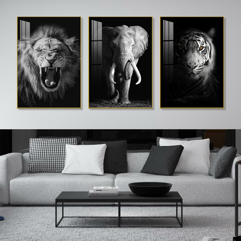 Nordic Black White Giraffe Elephant Zebra Lion Print Wall Art Poster Home Decor canvas printing custom animal painting